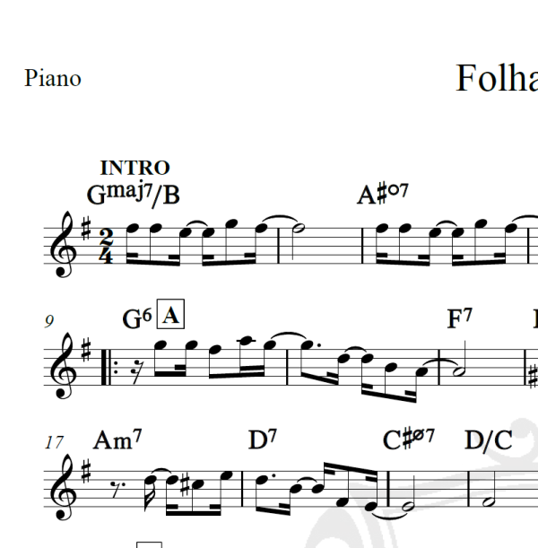 Folhas Secas - Piano
