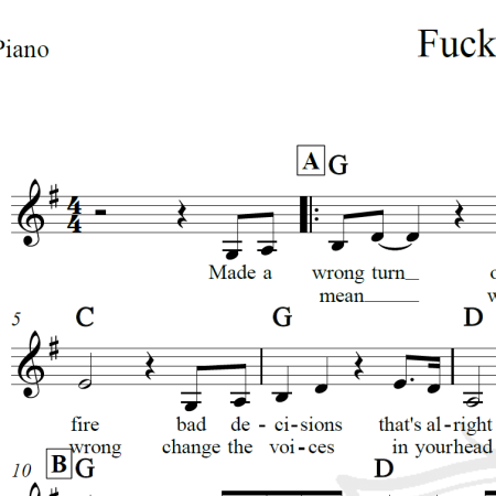 Fucking perfect - Pink - Piano/Vocal