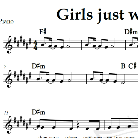 Girls just wanna have fun - Cindy Lauper - Piano/Vocal