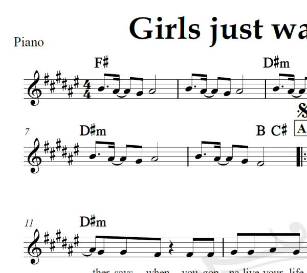 Girls just wanna have fun - Cindy Lauper - Piano/Vocal