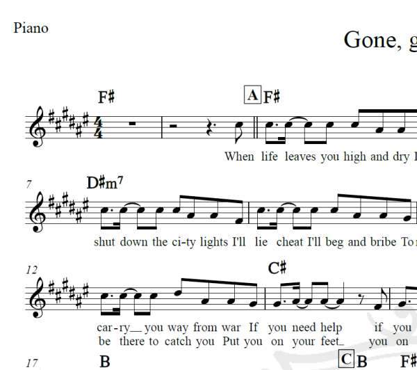 Gone, gone, gone - Phillip Phillips - Piano/Vocal
