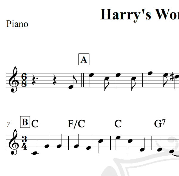 Harry's Wondrous World - Piano