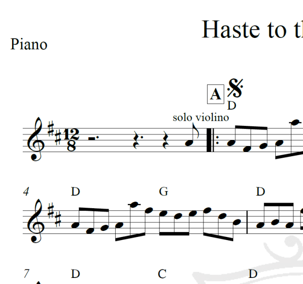 Haste to the wedding - The Corrs - Piano