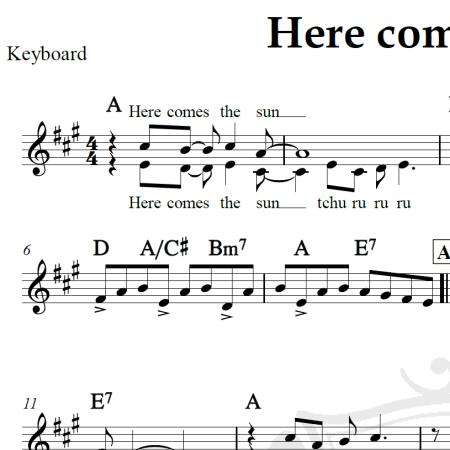 Here comes the Sun - The Beatles - Piano/Vocal