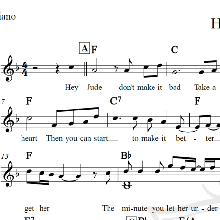 Hey Jude - The Beatles - Piano/Vocal