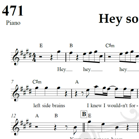 Hey soul sister - Train - Piano/Vocal