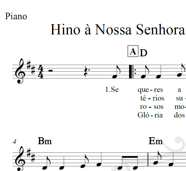 Hino à Nossa Senhora do Rosário de Pompéia - Piano/Vocal