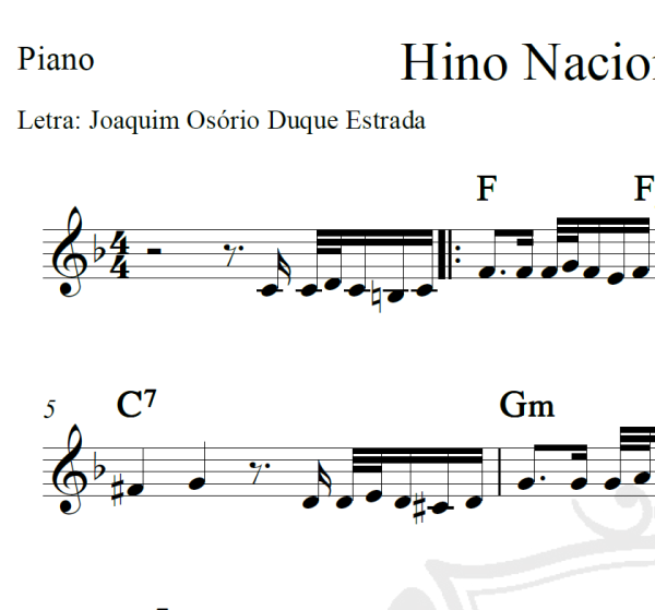 Hino Nacional Brasileiro - Piano/Vocal