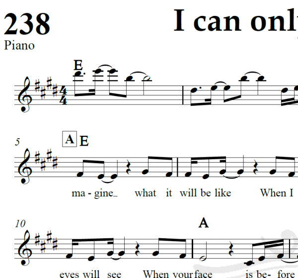 I can only imagine - Mercy Me - Piano/Vocal