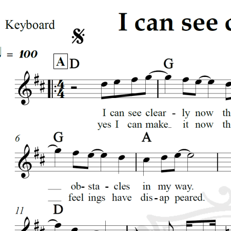 I can see clearly now - Jimmy Cliff - Piano/Vocal