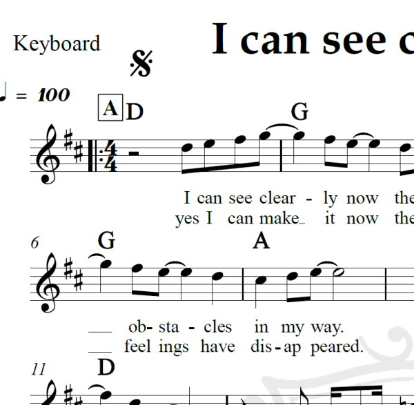 I can see clearly now - Jimmy Cliff - Piano/Vocal