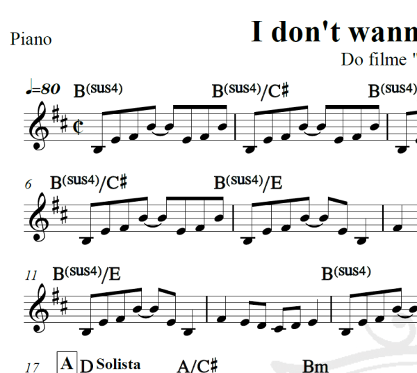 I don't wanna miss a thing - Aerosmith - Piano/Vocal