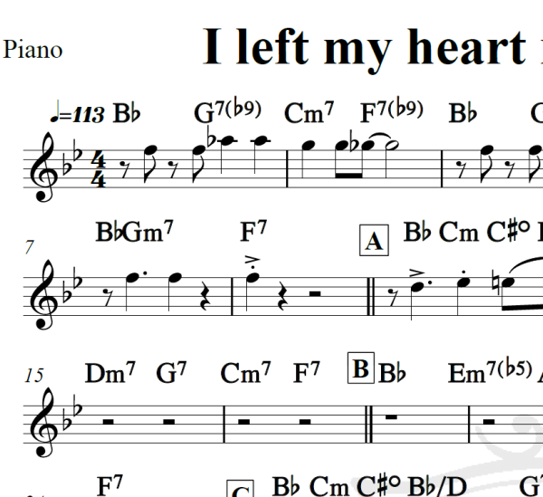 I left my heart in San Francisco - Cifra