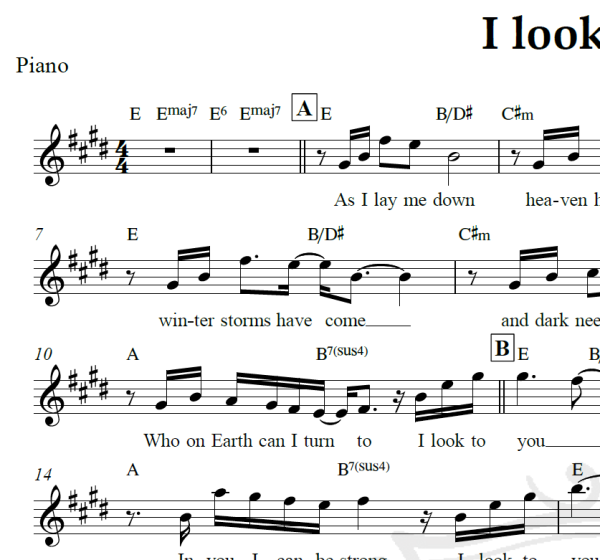 I look to you - Whitney Houston - Piano/Vocal