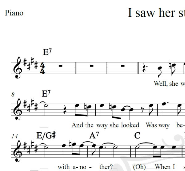 I saw her standing there - The Beatles - Piano/Vocal