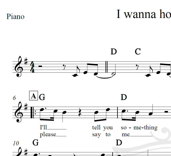 I wanna hold your hand - The Beatles - Piano/Vocal