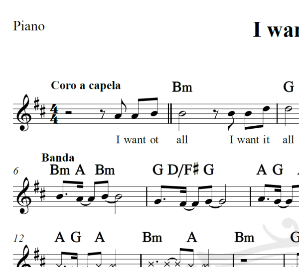 I want it all - Queen - Piano/Vocal