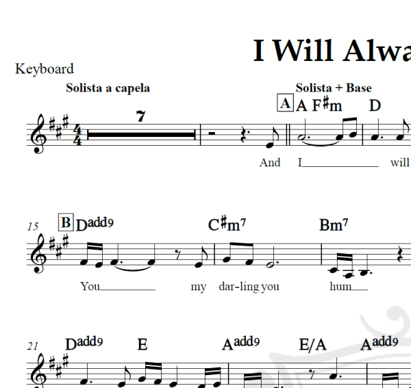 I Will Always Love You - Witney Houston - Piano/Vocal