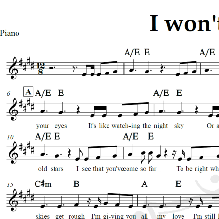 I won't give up - Jason Mraz - Piano/Vocal