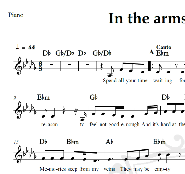 In the arms of an angel - Sarah McLachlan - Piano/Vocal