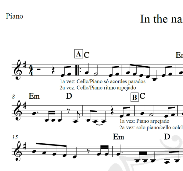 In the name of love - Martin Garrix e Bebe Rexha - Piano