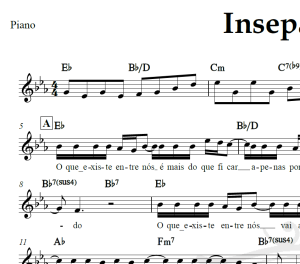 Inseparáveis - Chitãozinho e Xororó - Piano/Vocal