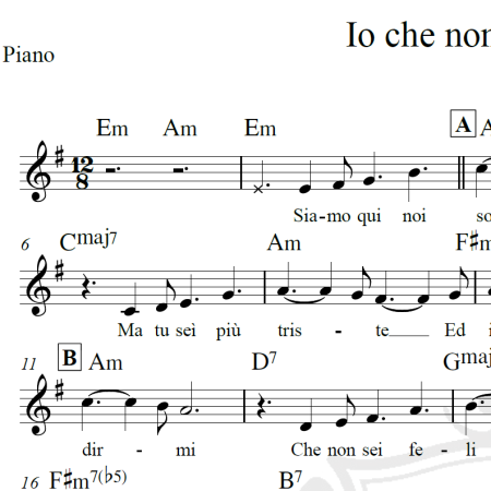 Io che non vivo senza te - Piano/Vocal