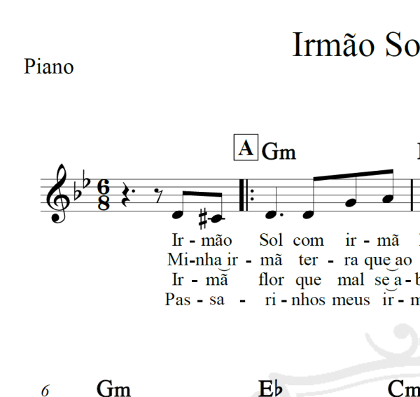 Irmão Sol Irmã Luz - Piano/Vocal