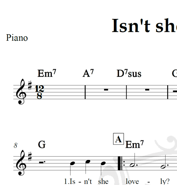 Isn't she lovely? - Stevie Wonder - Piano/Vocal