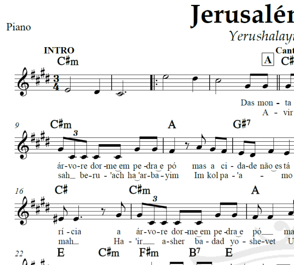 Jerusalém de ouro (Yerushalayim shel zahav) - Roberto Carlos - Arranjo Coral