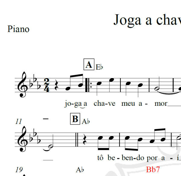 Joga a chave meu amor - Piano/Vocal