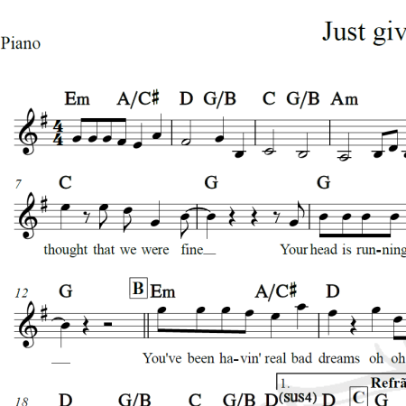 Just give me a reason - Pink - Piano/Vocal