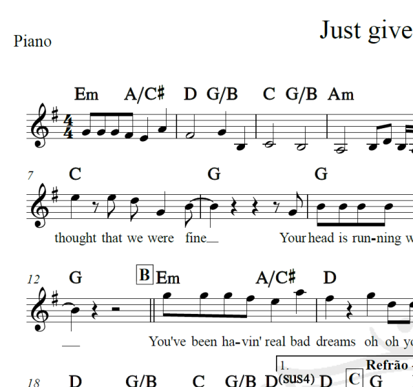 Just give me a reason - Pink - Piano/Vocal