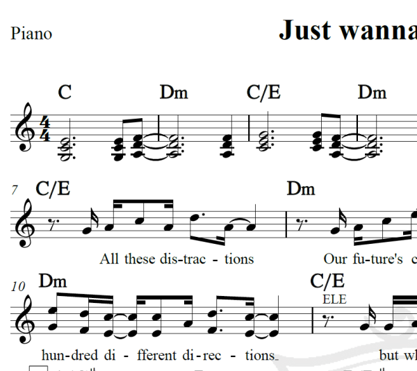 Just wanna be with you - High school musical - Piano/Vocal