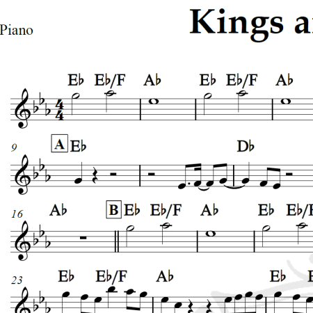 Kings and Queens - 30 seconds to Mars - Piano