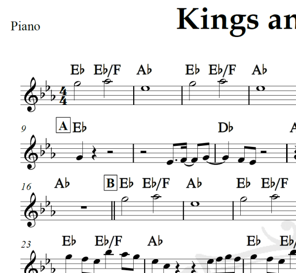 Kings and Queens - 30 seconds to Mars - Piano