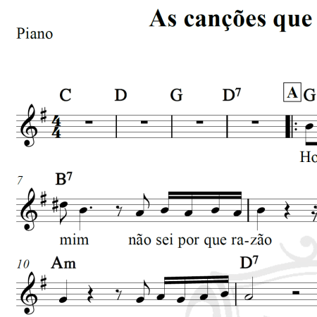 As canções que você fez pra mim - Roberto Carlos - Piano/Vocal