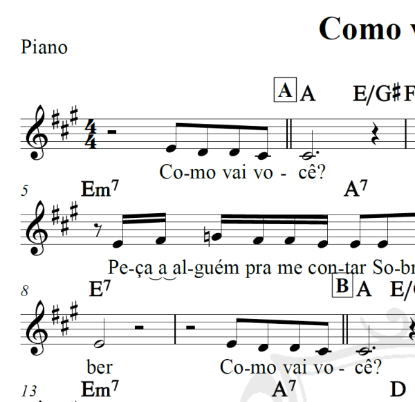 Como vai você - Roberto Carlos- Piano/Vocal