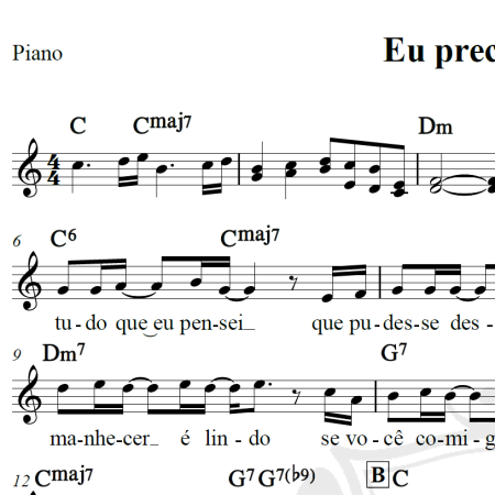 Eu preciso de você - Roberto Carlos - Piano/Vocal