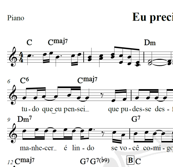 Eu preciso de você - Roberto Carlos - Piano/Vocal