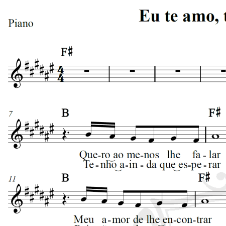 Eu te amo, te amo, te amo - Roberto Carlos - Piano/Vocal