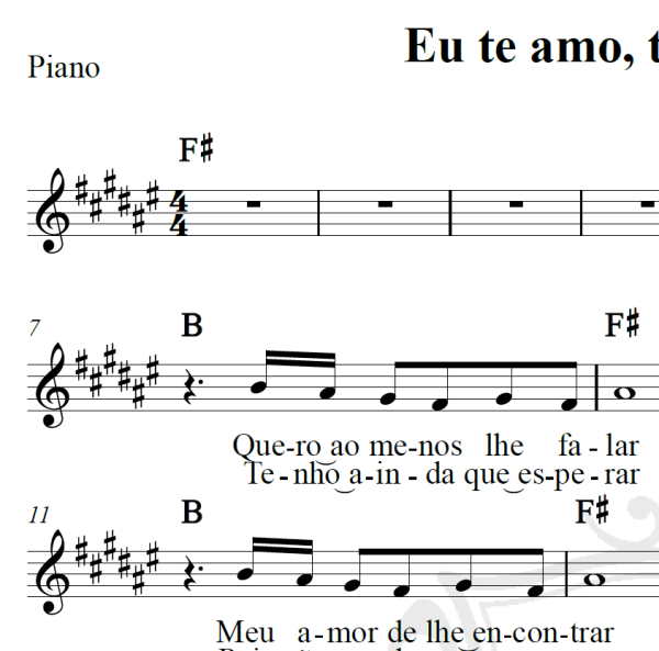 Eu te amo, te amo, te amo - Roberto Carlos - Piano/Vocal