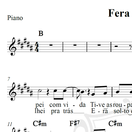 Fera ferida - Roberto Carlos - Piano/Vocal