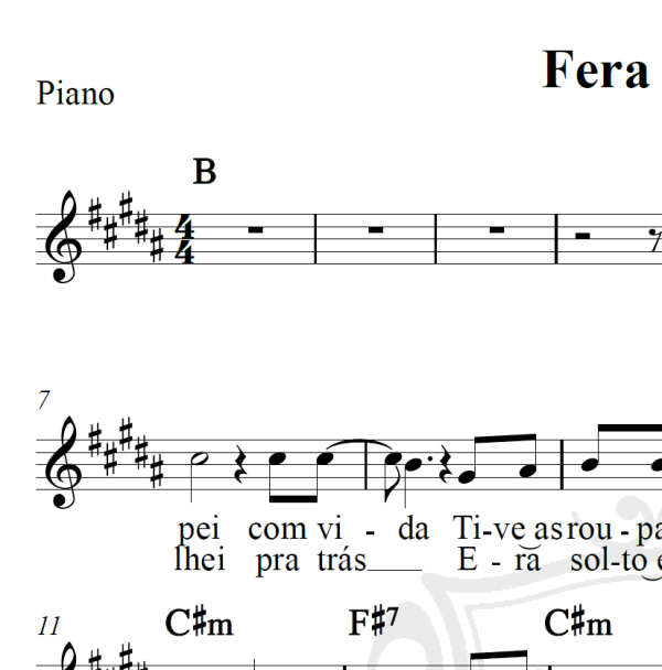 Fera ferida - Roberto Carlos - Piano/Vocal