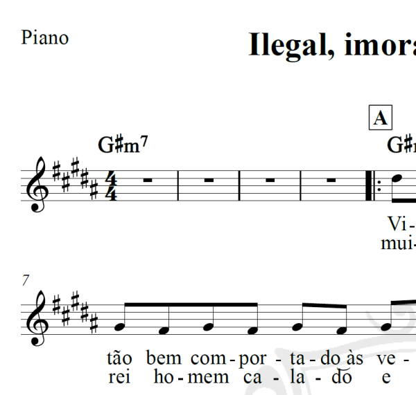 Ilegal, imoral ou engorda - Roberto Carlos - Piano/Vocal