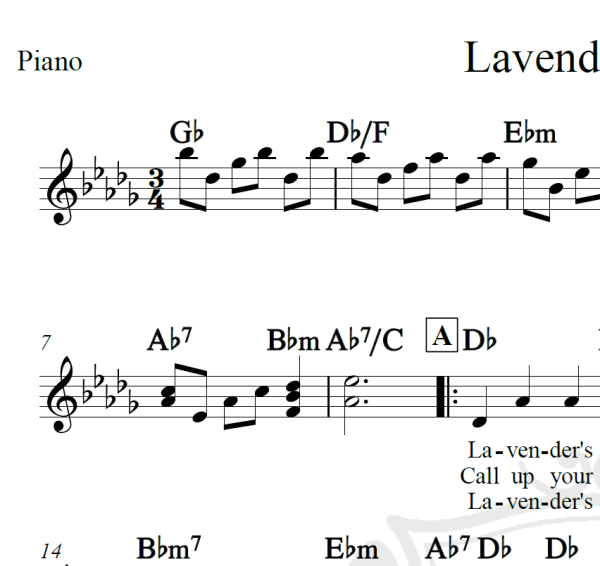 Lavender's blue - Piano