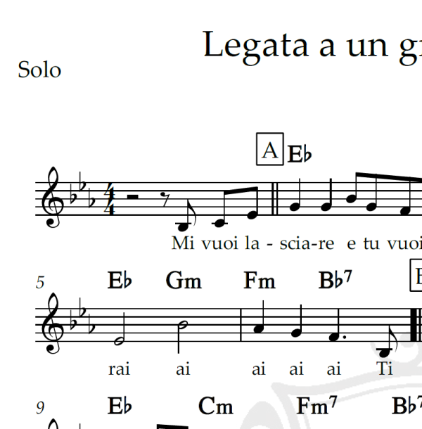 Legata a un granelo di sabbia - Piano/Vocal