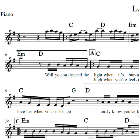 Let her go - Passenger - Piano/Vocal