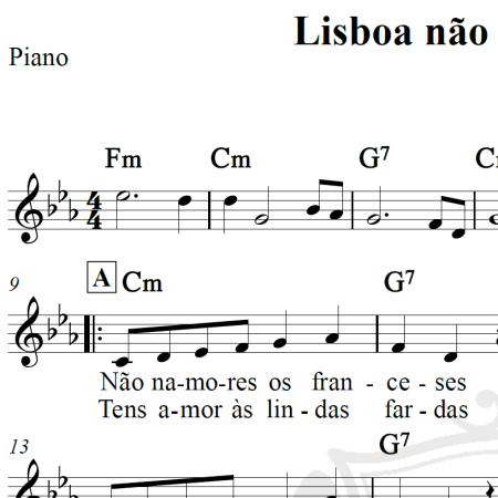 Lisboa não sejas francesa - Piano/Vocal