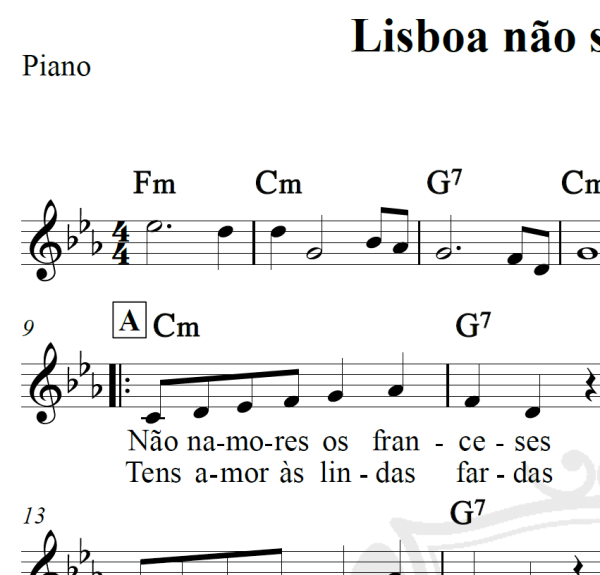 Lisboa não sejas francesa - Piano/Vocal